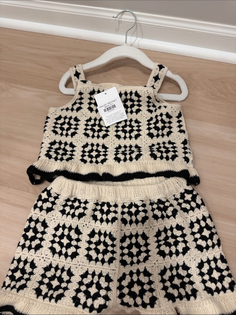 Rylee and Cru Kids Crochet Knit Shorts in Black and Cream - Brand Unlabeled